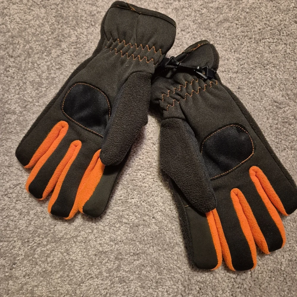 ❤️‍🔥 Huntworth Boys M Camo Orange Insulated Winter Gloves